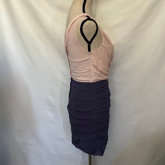 Express Color Block Sheath Dress Size 4 Pink Purple Square Neck Chiffon Fairy - Picture 5 of 15